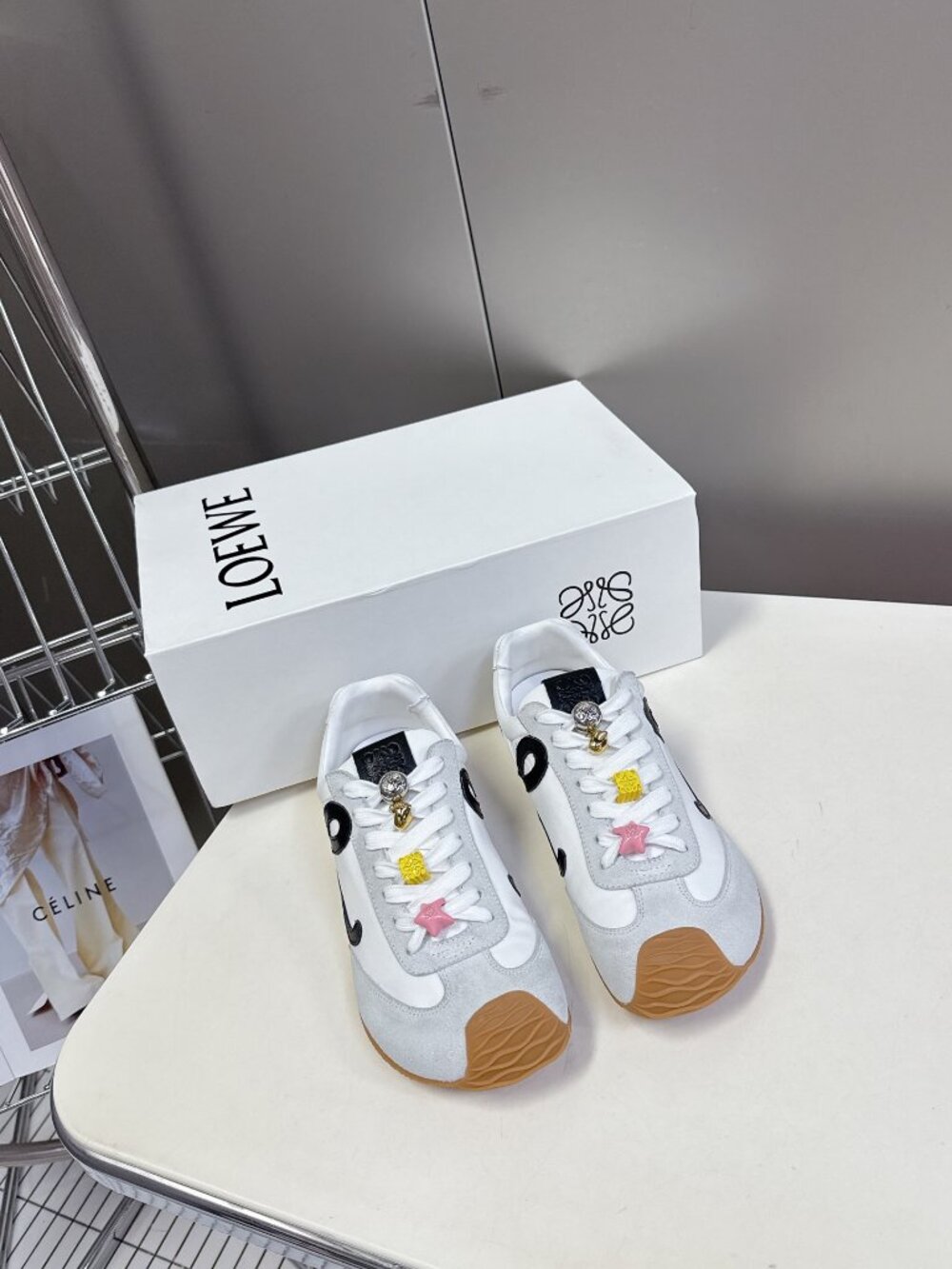 Loewe Ballet Runner White Black Anagram Logo Leather Low Top